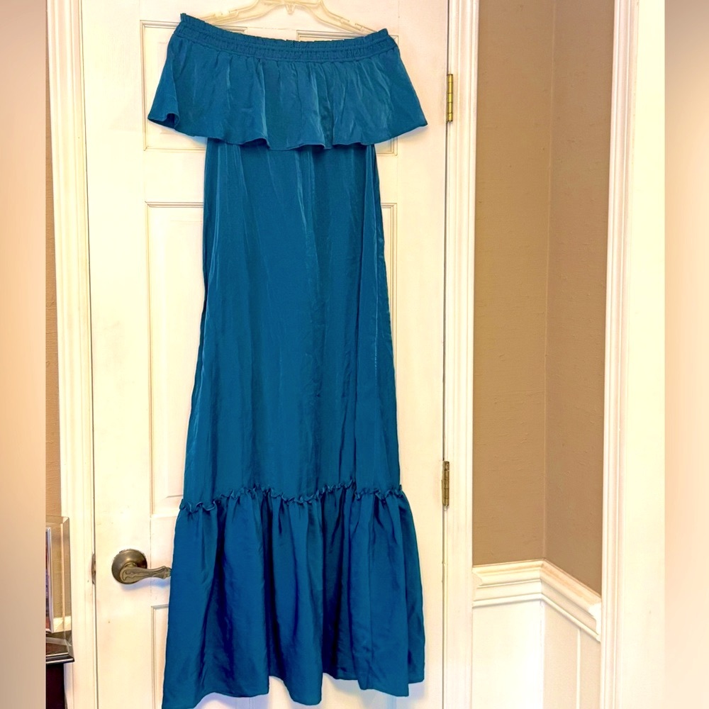 LOFT‎ Blue Ruffled Tiered Maxi Dress